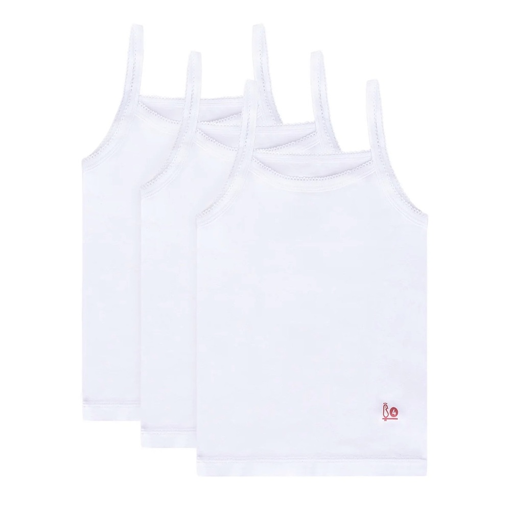 Feathers Girls Solid White 3-Pack Tank Tops Set 6 years